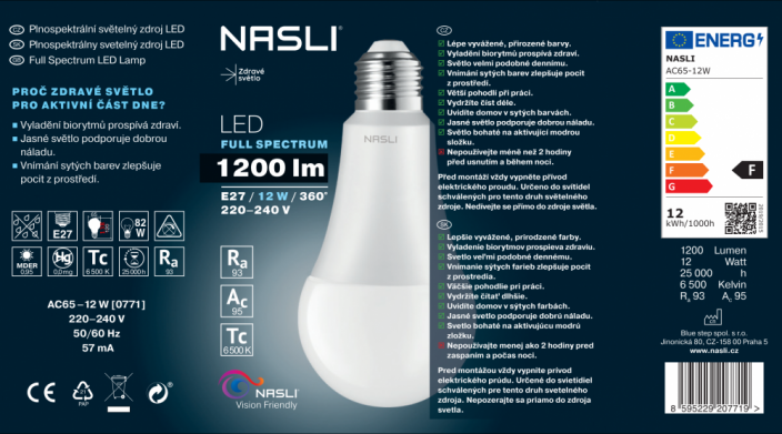 LED žiarovka, NASLI, 15W, E27, 6000K